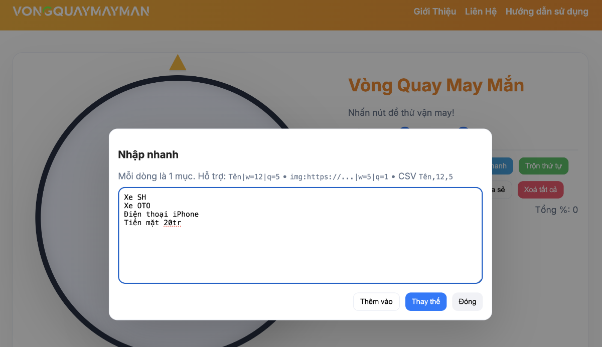 Thêm dữ liệu bạn muốn quay vào công cụ